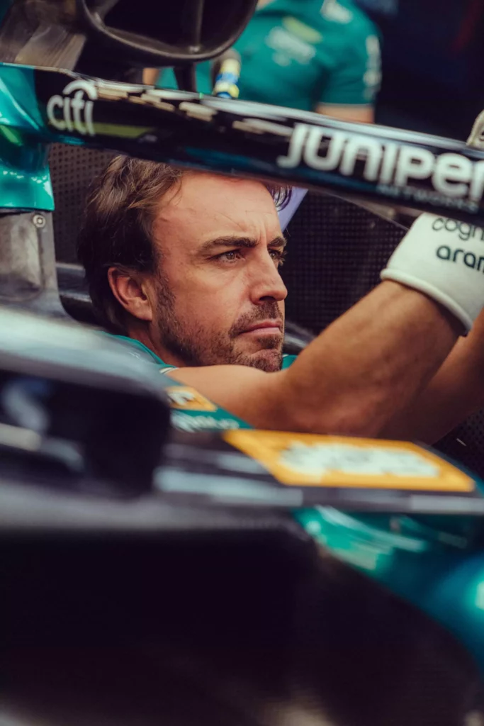 Fernando Alonso alle prove della sua AMR23