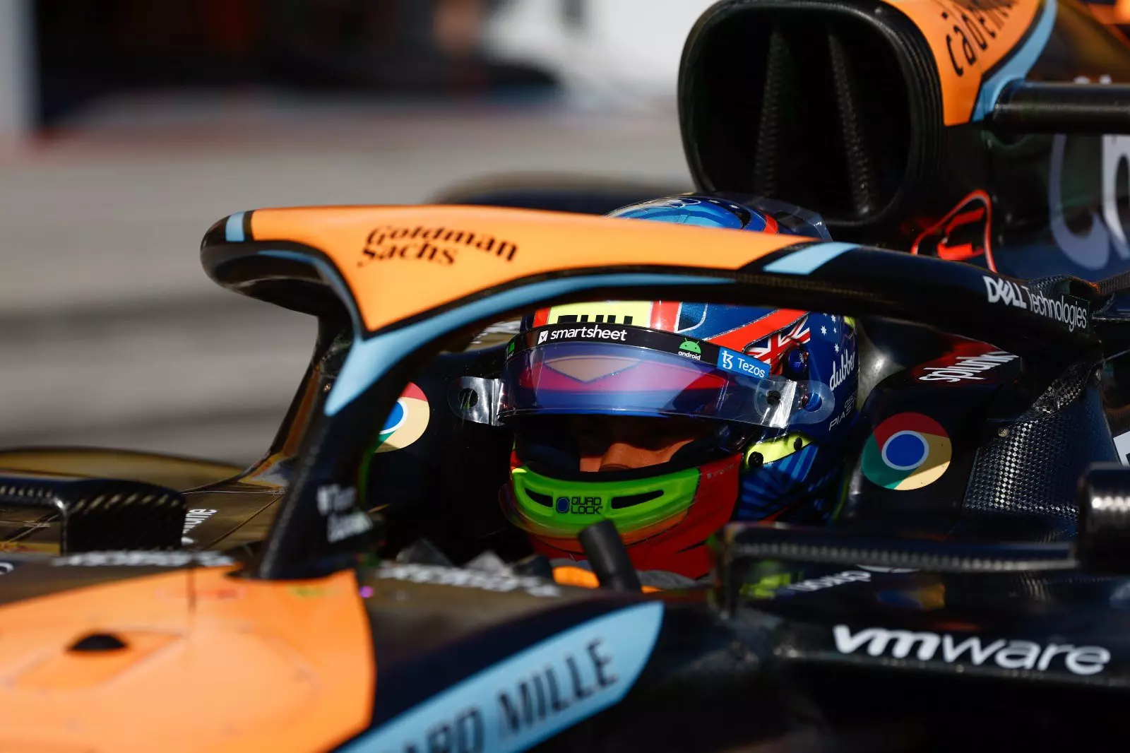 La McLaren di Lando Norris in parc fermé dopo le qualifiche in Ungheria