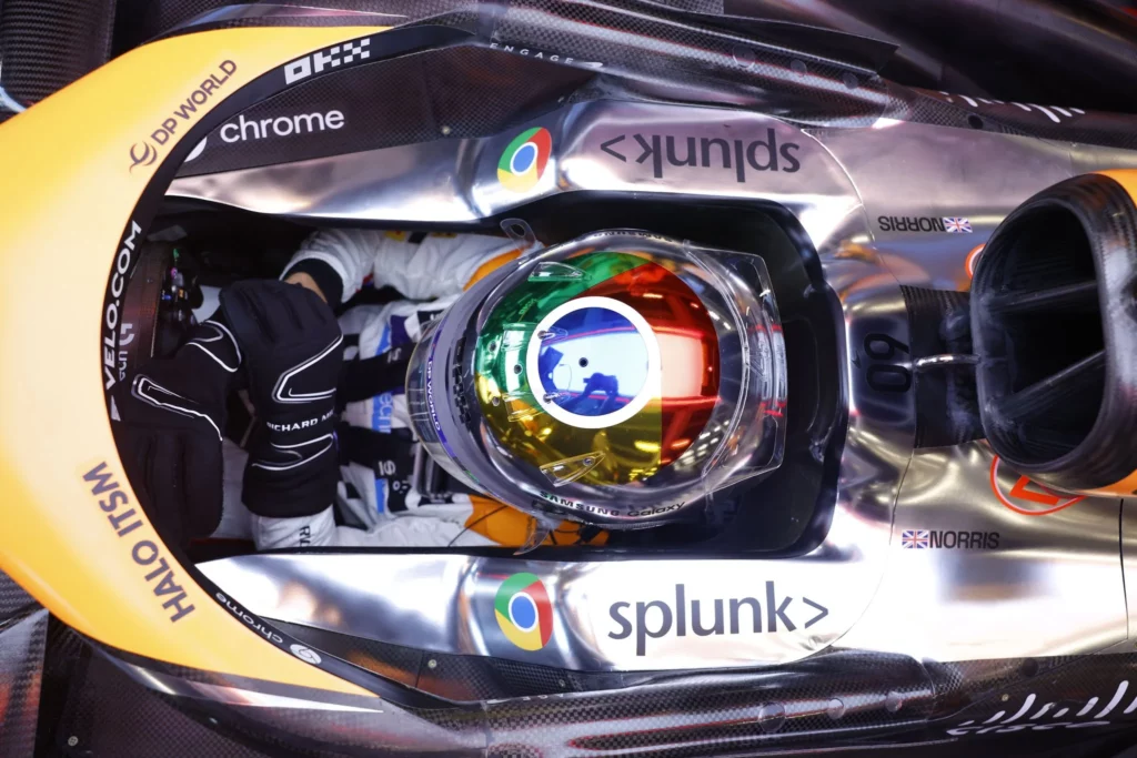 Il casco di Lando Norris in vista del GP di casa a Silverstone