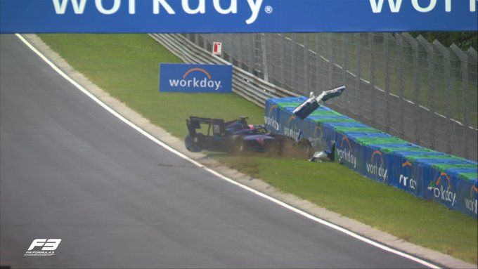 L'incidente di Gray che ha scaturito la bandiera rossa nella qualifica di Formula 3 in UNgheria