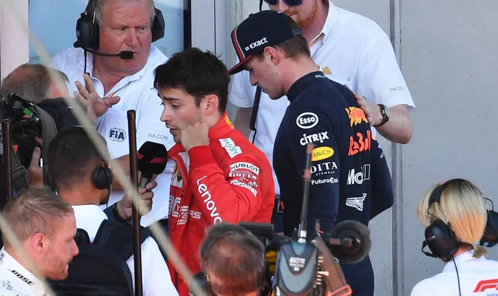 Leclerc e Verstappen dopo il GP di Austria 2019