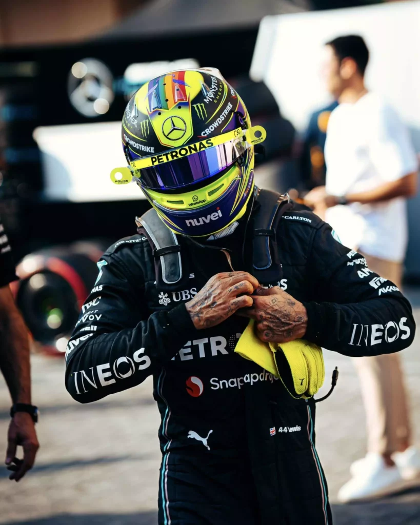 Hamilton durante il GP d'Abu Dhabi