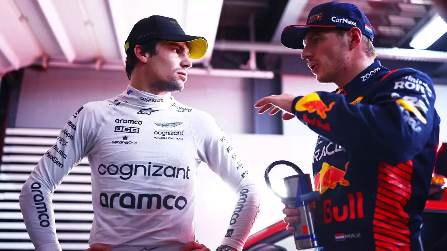 Max Verstappen e Lance Stroll discutono dopo le qualifiche del GP del Brasile