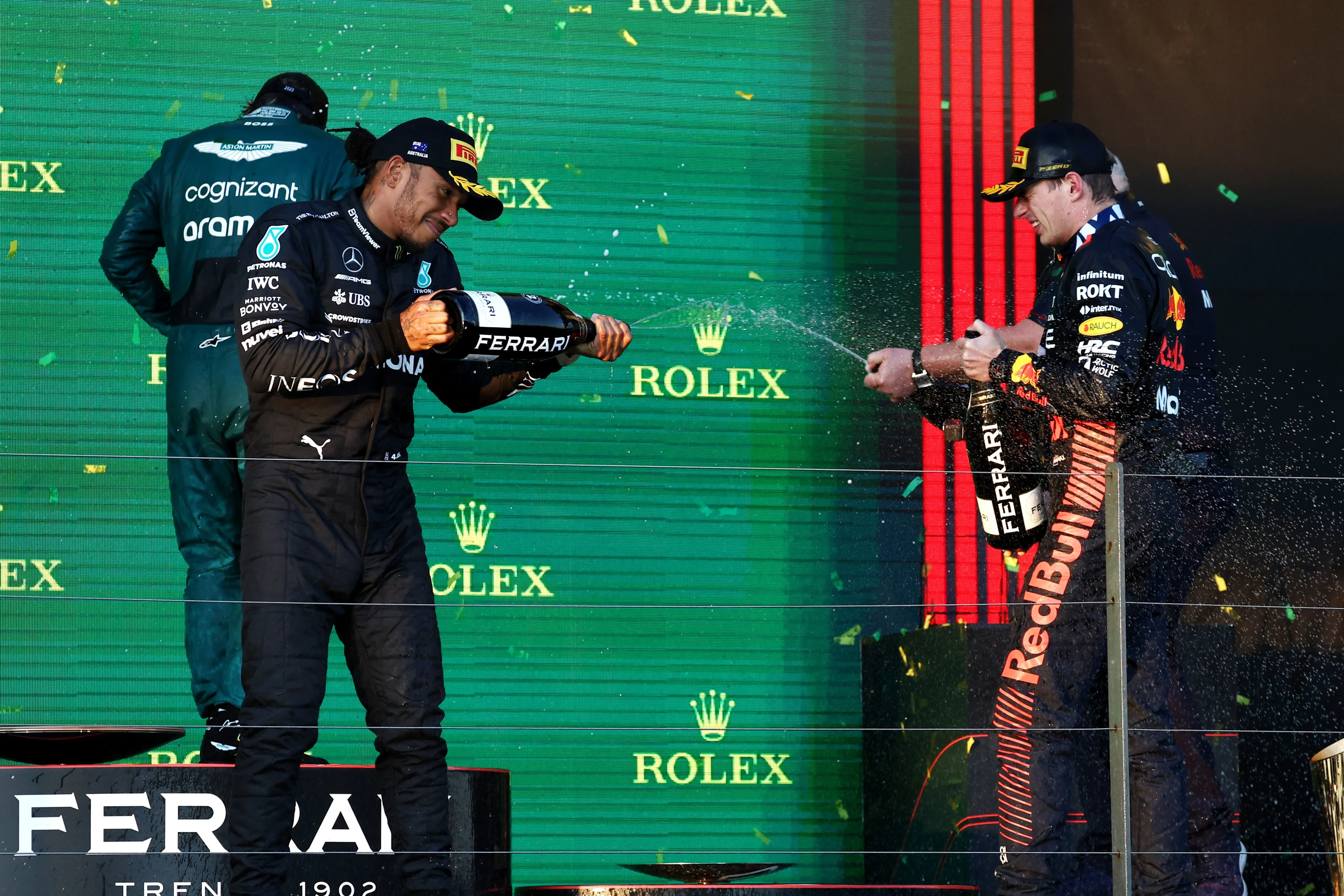 Hamilton, Verstappen e Alonso sul podio dopo il GP di Australia