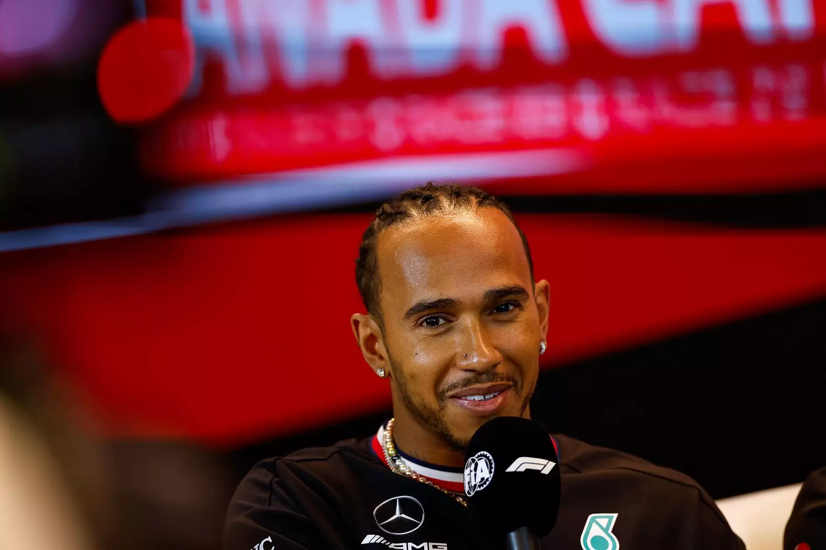 Lewis Hamilton durante la conferenza stampa del GP del Canada