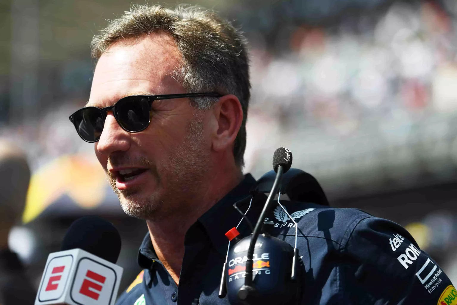 Il team principal della Red Bull Christian Horner ai microfoni di ESPN prima del GP del Brasile