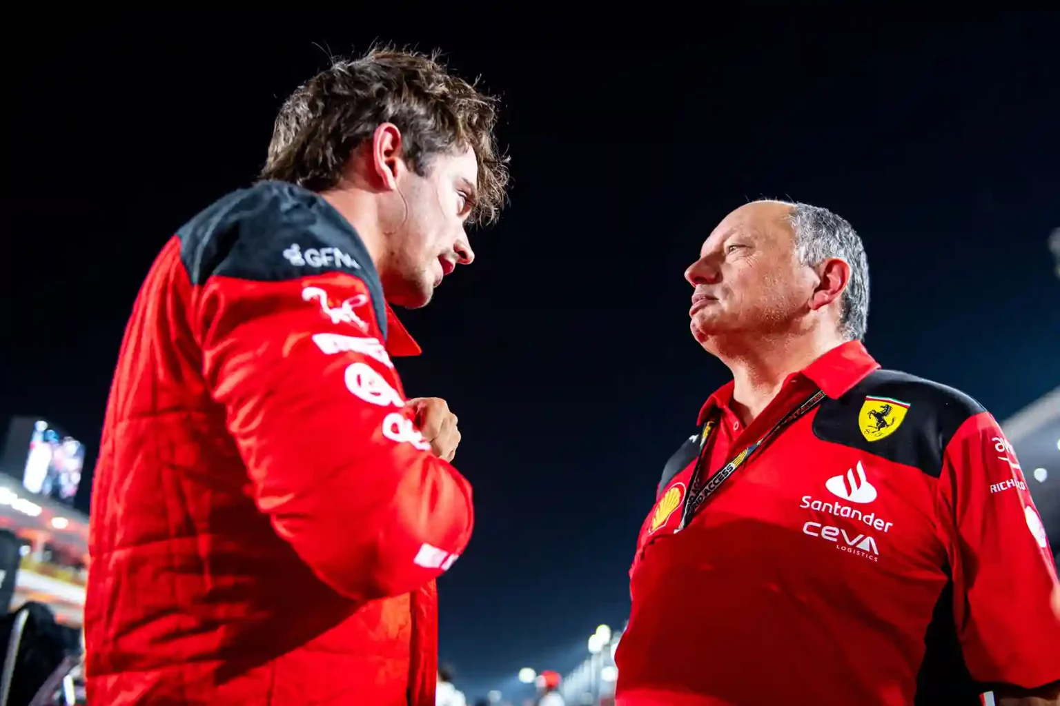 GP Qatar leclerc parla con Vasseur