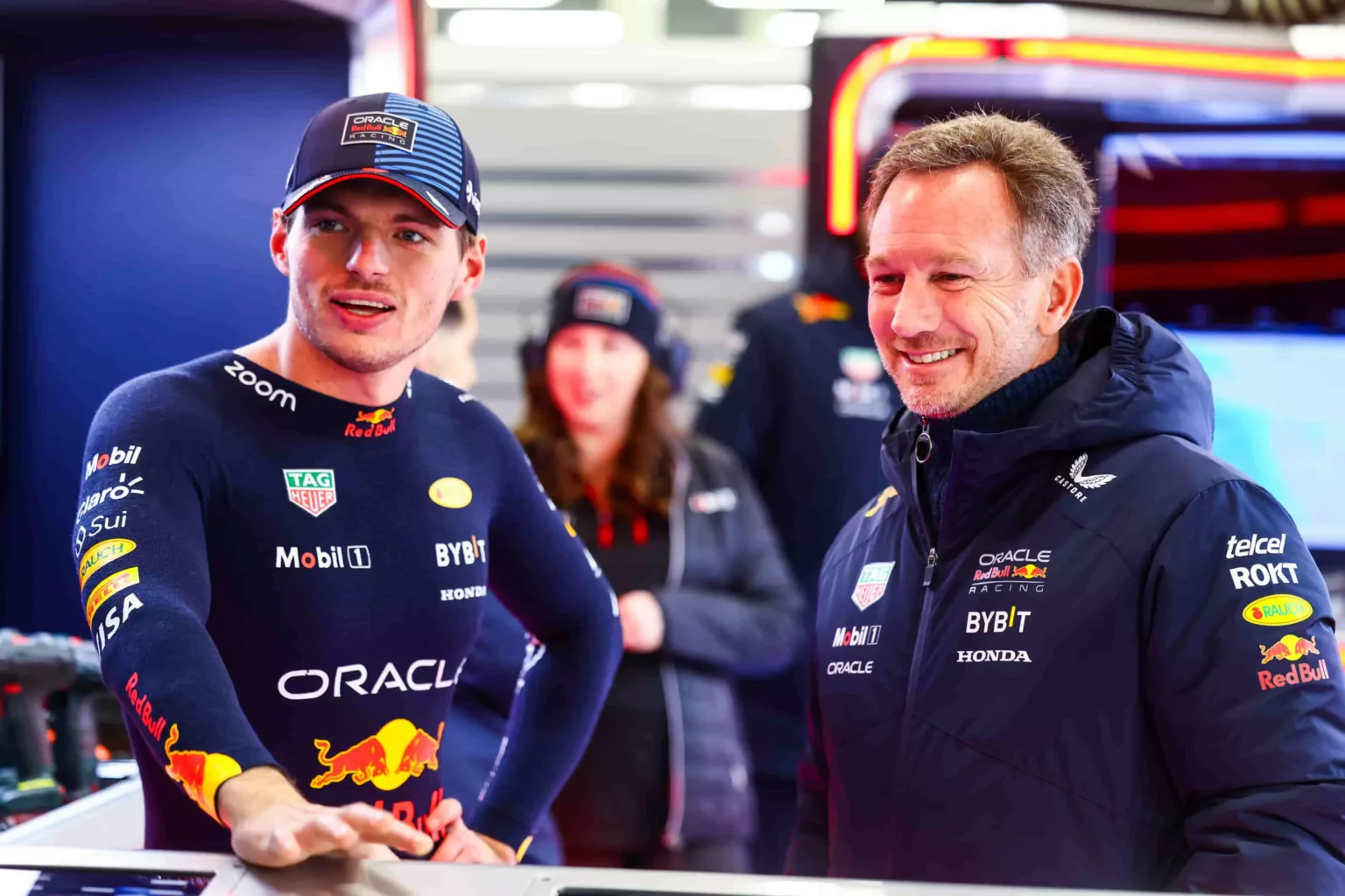 Il team principal della Red Bull Christian Horner al filming day della RB20 con Max Verstappen