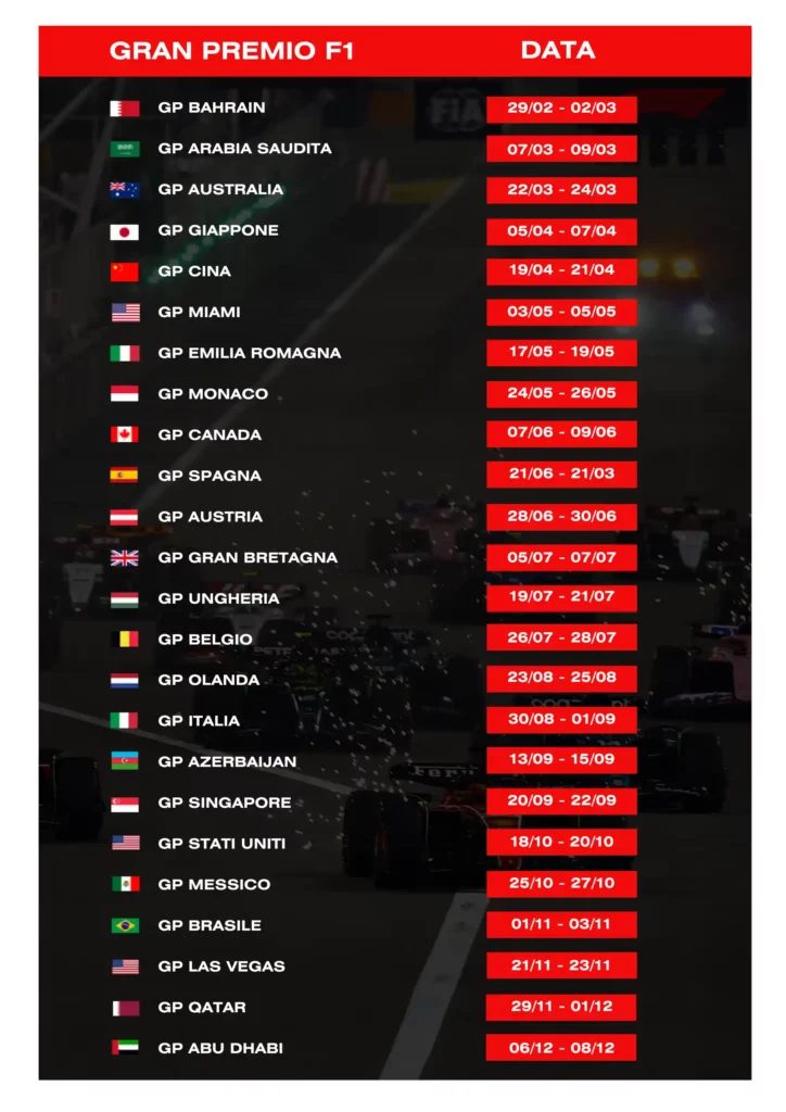 Calendario Formula 1 2024