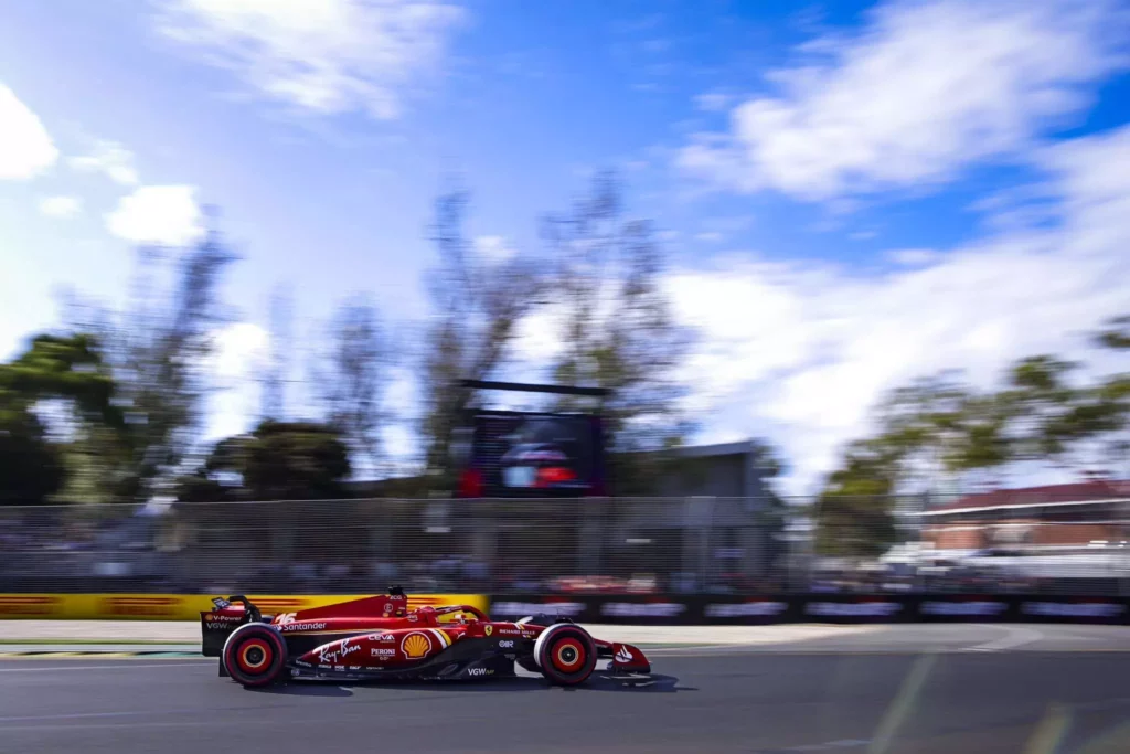 Charles Leclerc on the track during qualifying for the Australian GP