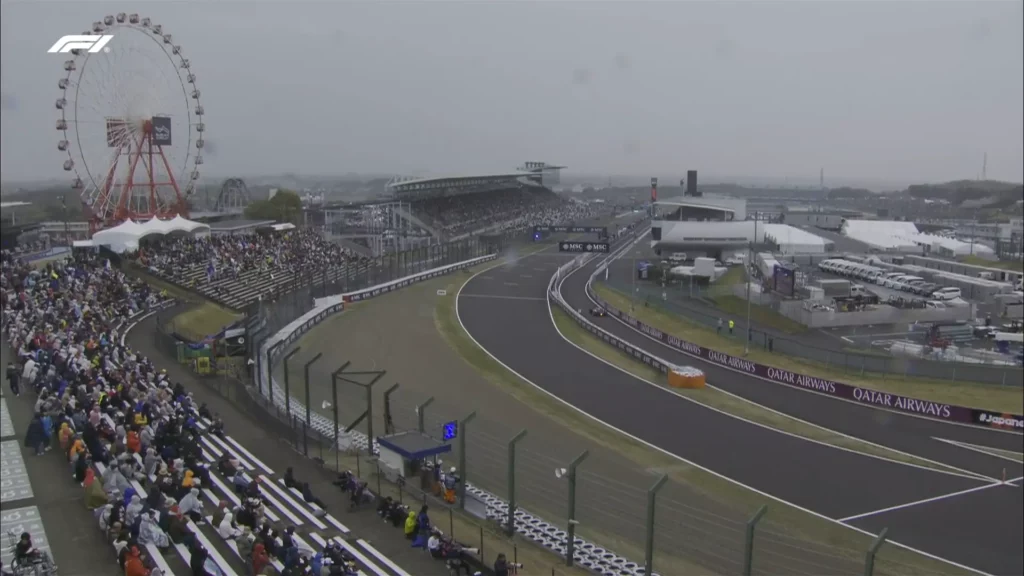 La pioggia che si abbatte sul circuito di Suzuka durante le prove libere 2