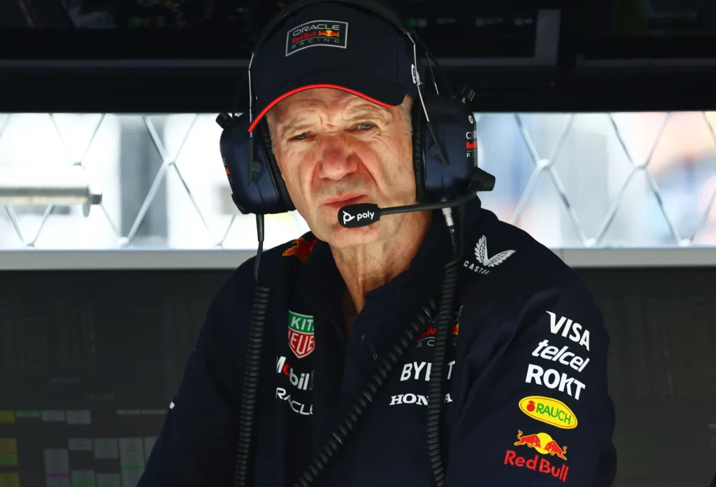 Adrian Newey, the Chief Technical Officer of Oracle Red Bull Racing looks on from the pitwall during practice ahead of the F1 Grand Prix of Miami at Miami International Autodrome on May 03, 2024 in Miami, Florida. (Photo by Mark Thompson/Getty Images)