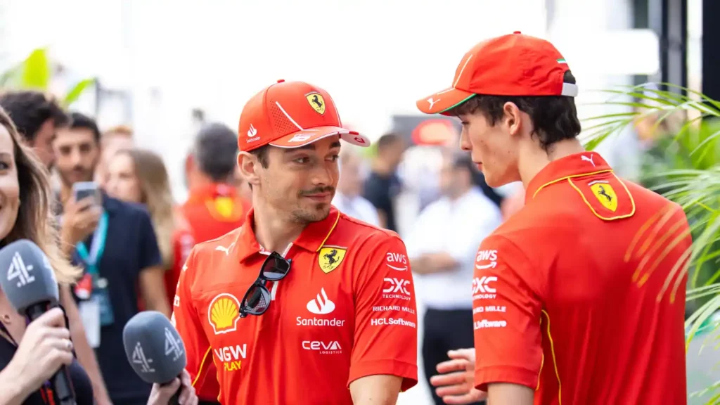 Leclerc sprona Bearman: “Sarà velocissimo in F1 ma non deve avere fretta” Bearman Leclerc Ferrari