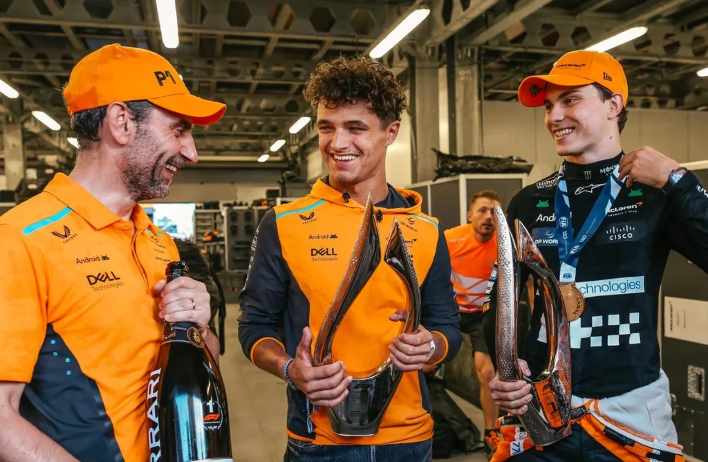 Oscar Piastri, Lando Norris, Andrea Stella Baku