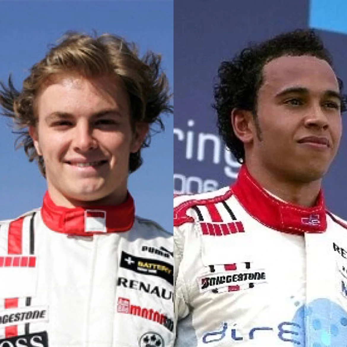 Lewis Hamilton e Nico Rosberg piloti Art Grand Prix con le tute del team.