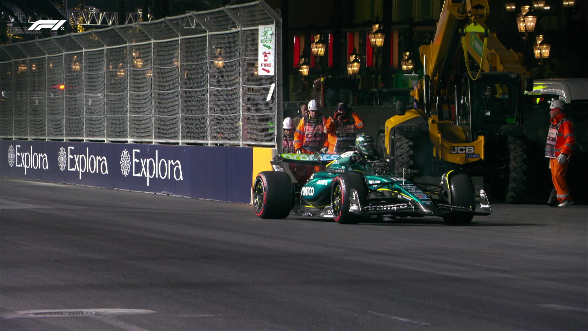 Stroll fermo in pista durante le FP3 di Las Vegas