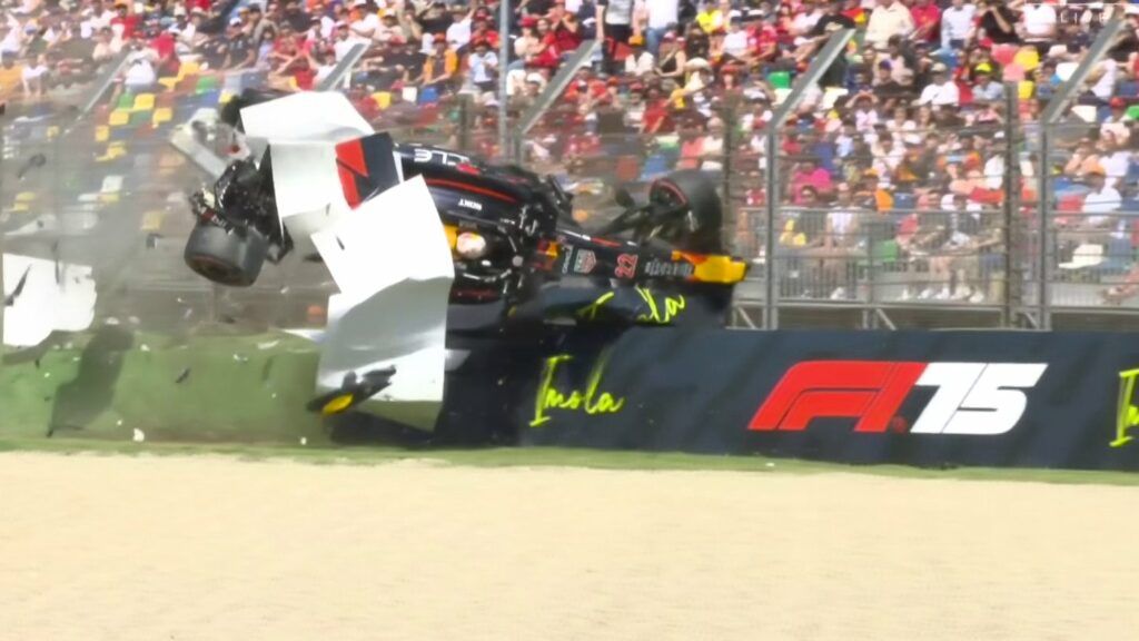 L'incidente di Tsunoda nelle qualifiche di Imola (Fonte: X)