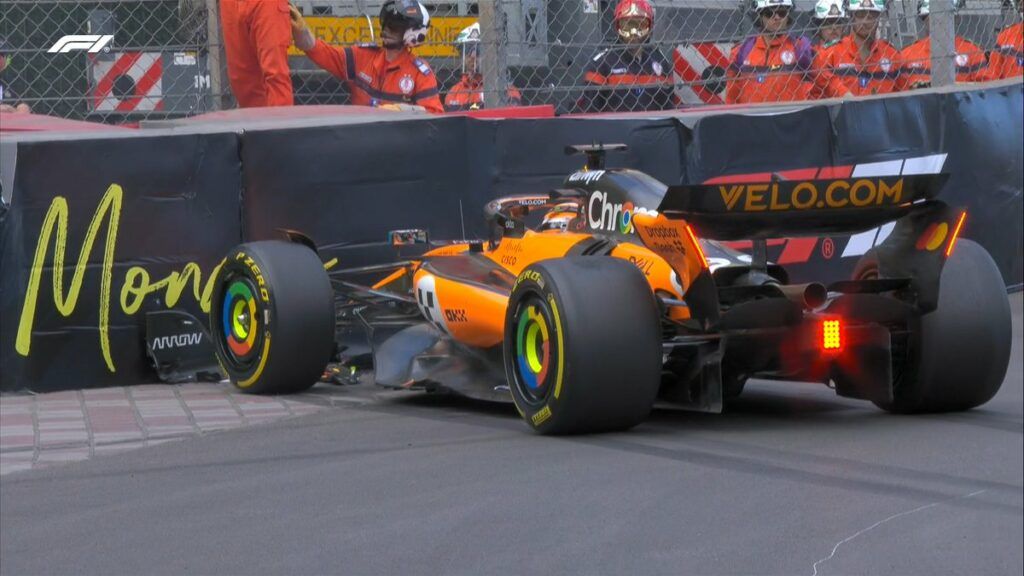 Oscar Piastri a muro nelle FP2 a Monaco 2025