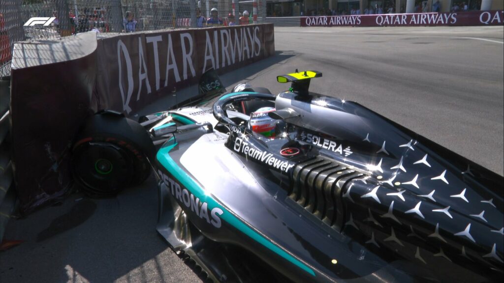 Kimi Antonelli a muro nelle qualifiche a Monaco (Fonte: X)