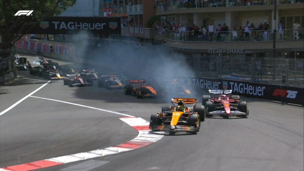bloccaggio di Norris alla partenza del GP di Monaco