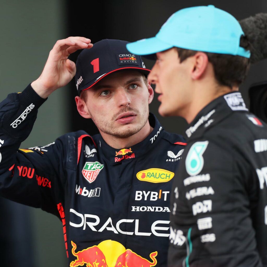 Max Verstappen e George Russell, piloti F1