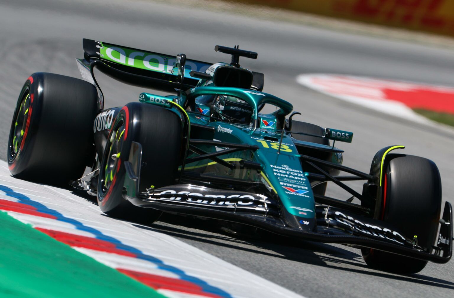 Lance Stroll nelle prove libere del GP di Spagna (© Aston Martin Aramco F1 Team Media Centre)