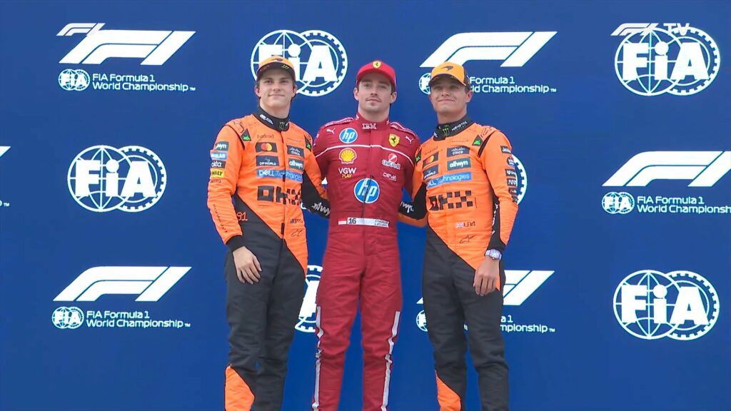 Leclerc, Piastri e Norris dopo le qualifiche in Ungheria (Fonte: X)
