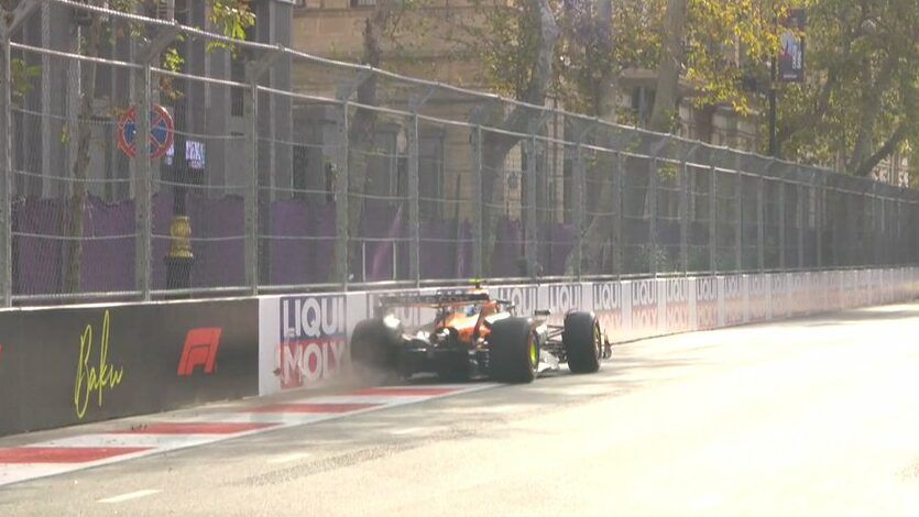 Norris rompe la sospensione e così finiscono le sue FP2 di Baku 