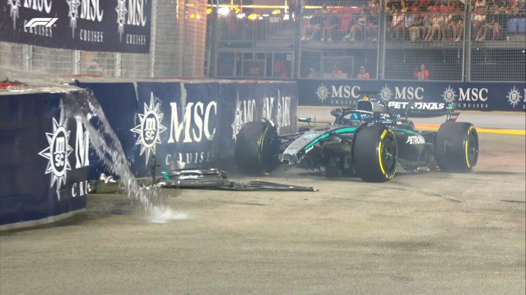 FP2 finite dopo lo scontro con le barriere per Russell