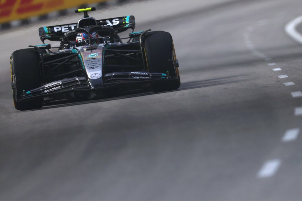 Antonelli in forma durante le FP3 del GP di Singapore (Fonte X: Mercedes AMG Petronas)