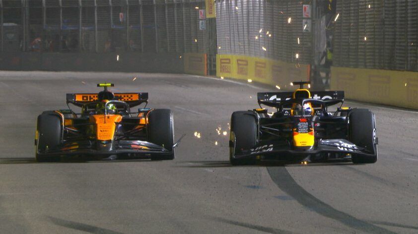 bagare tra Max e Lando durante la fine della gara del GP di singapore