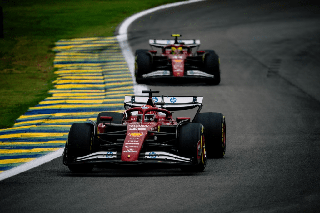 leclerc e hamilton in pista gp brasile f1 2025